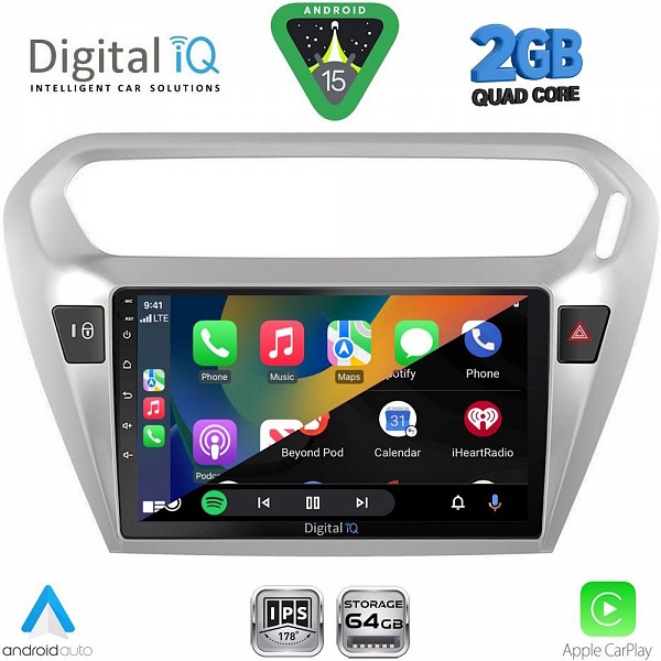 DIGITAL IQ RSD 1511SL_CPA (9inc) MULTIMEDIA TABLET for CITROEN ELYSEE ? PEUGEOT 301 mod. 2013-2026 (SILVER)