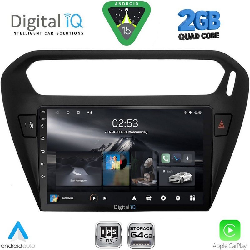 DIGITAL IQ RSD 1511BL_CPA (9inc) MULTIMEDIA TABLET for CITROEN ELYSEE ? PEUGEOT 301 mod. 2013-2026 (BLACK)