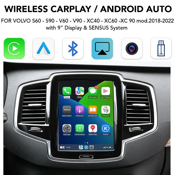 DIGITAL IQ VL 274 CPAA (CARPLAY / ANDROID AUTO BOX for VOLVO V90 ? S90 ? XC40 - XC60 -XC90 mod. 2018-2022 for 9" Display)