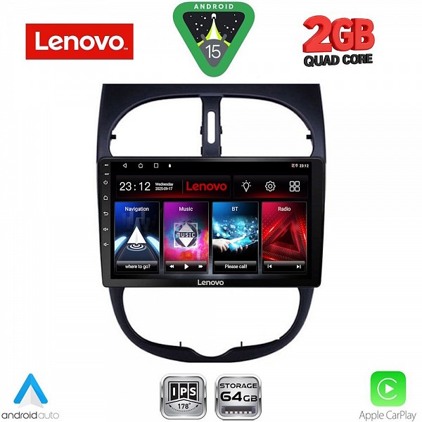 Digital iQ LENOVO LVD 2506_CPA (9inc) MULTIMEDIA TABLET for PEUGEOT 206 mod. 1998-2006