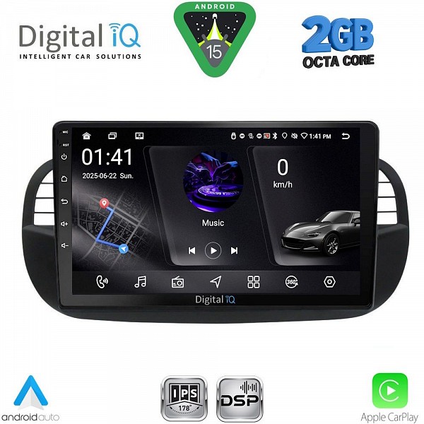DIGITAL IQ RSF 4130BL_CPA (9inc) MULTIMEDIA TABLET for FIAT 500 mod. 2007-2015 (BLACK)